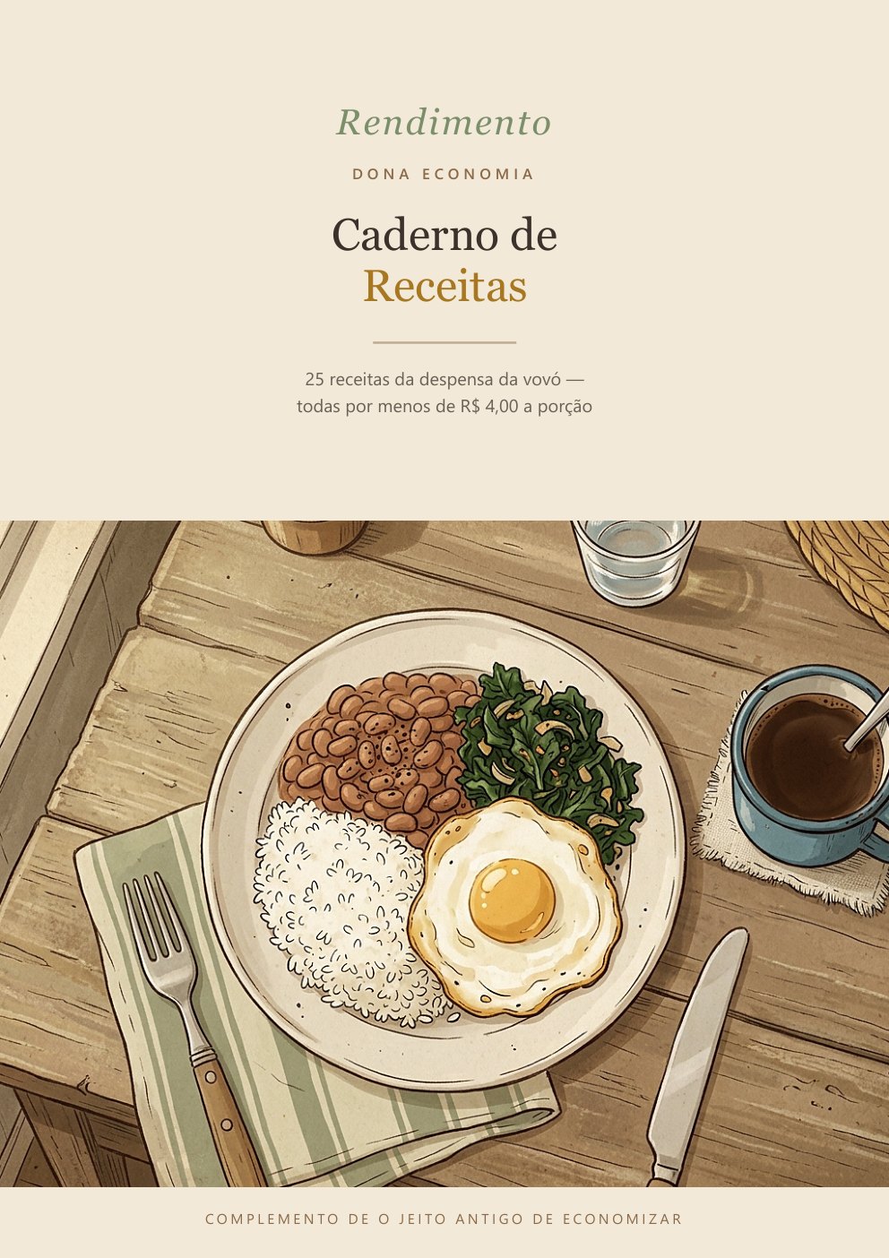 A capa do Caderno de Receitas