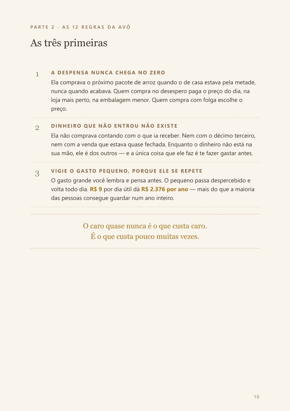 A página com as regras da avó