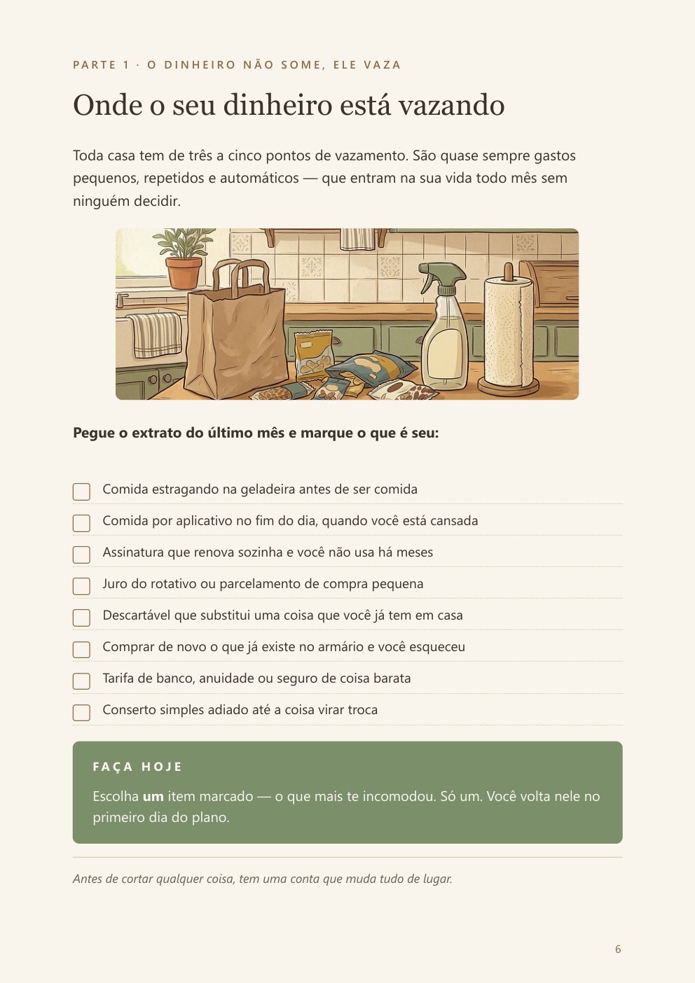 A página sobre onde o dinheiro está vazando